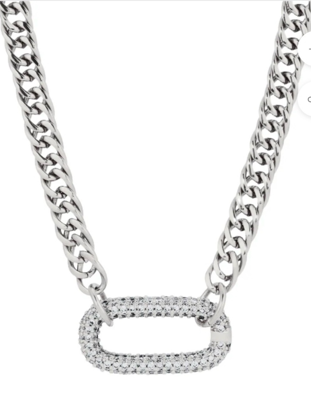 HARPER CLEO Pavé Oval Link Necklace - Silver